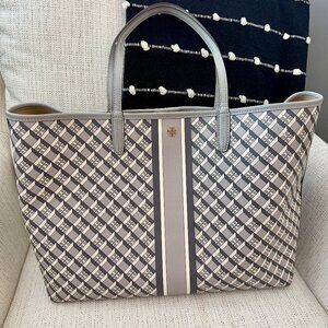 Tory Burch Gray Geo Logo Tote - Like New!!!